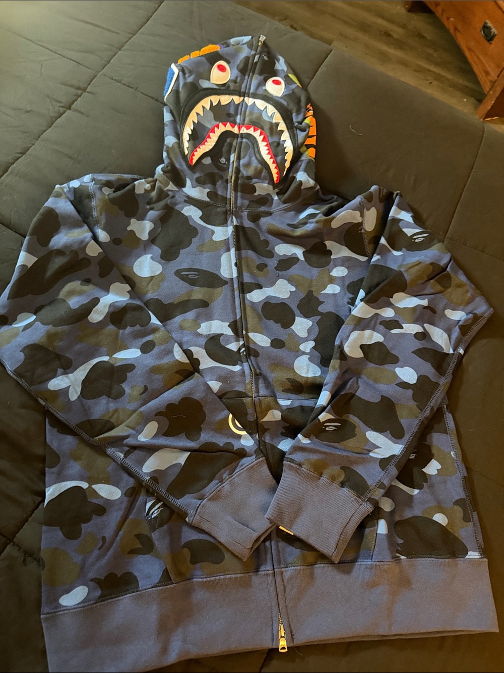 mens Blue Camo Bape Zip Hoodie